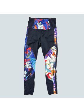 Athleta Floral High Waisted Mesh Pocket Leggings Womens Size S